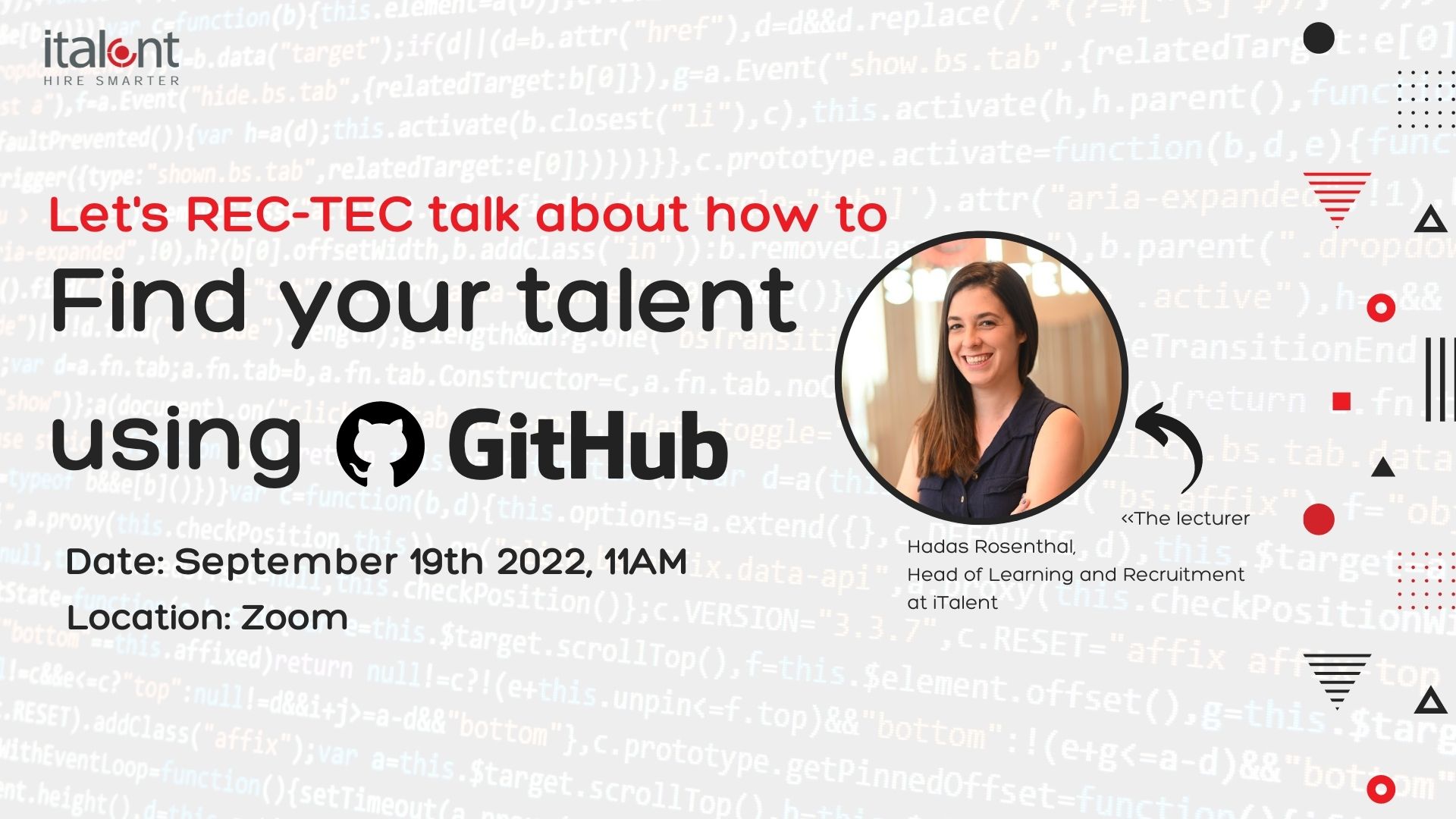 הרשמה לאירוע - Find your talent using GitHub - iTalent - Hire smarter