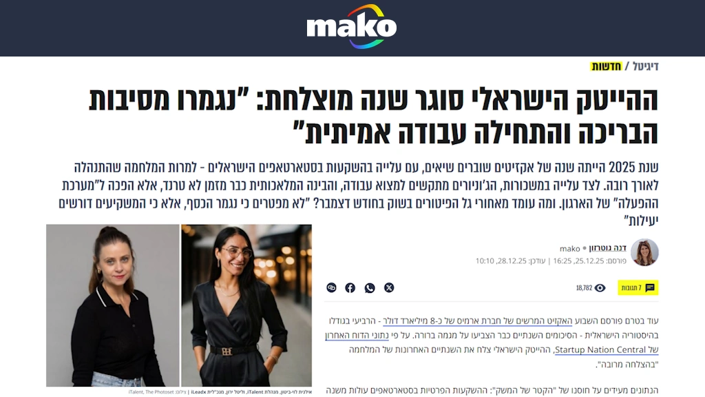 כתבה איתנו ב mako: "נגמרו מסיבות הבריכה, התחילה עבודה אמיתית ומדידה"